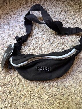 Volcom Black Waist Pack with White Zipper Accent